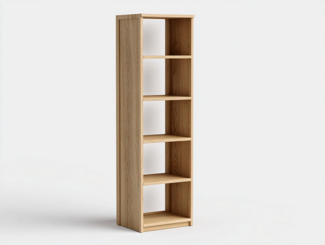 Étagère étroite à cinq niveaux en bois marron clair