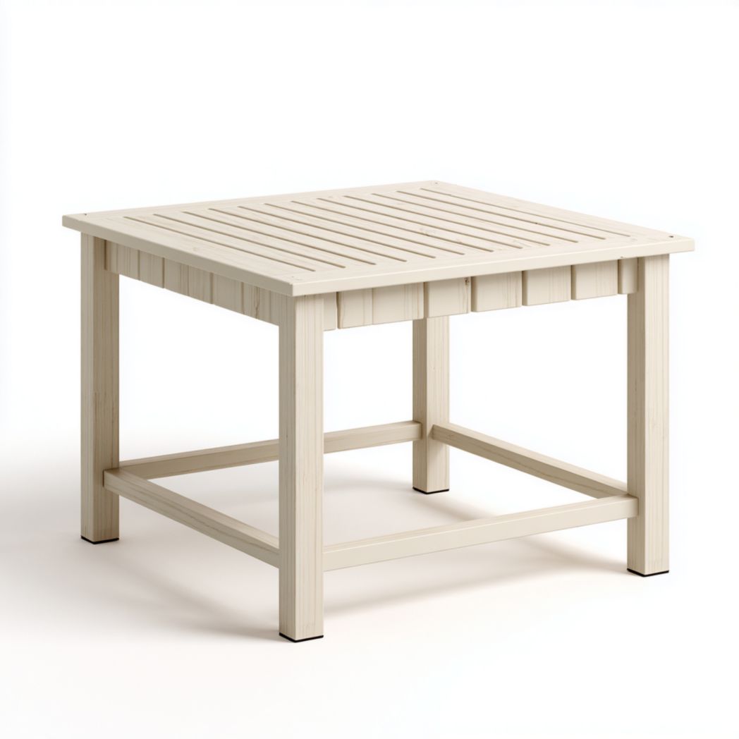 Table de jardin carrée en bois beige clair