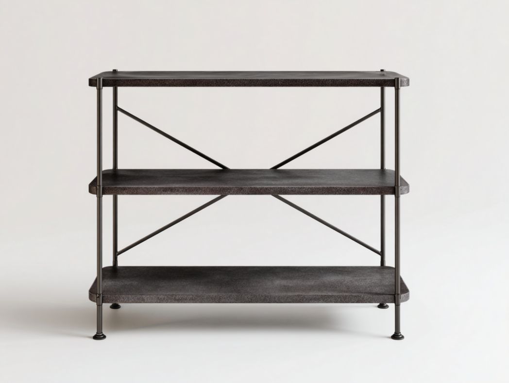 Étagère de rangement en métal gris foncé à double couche