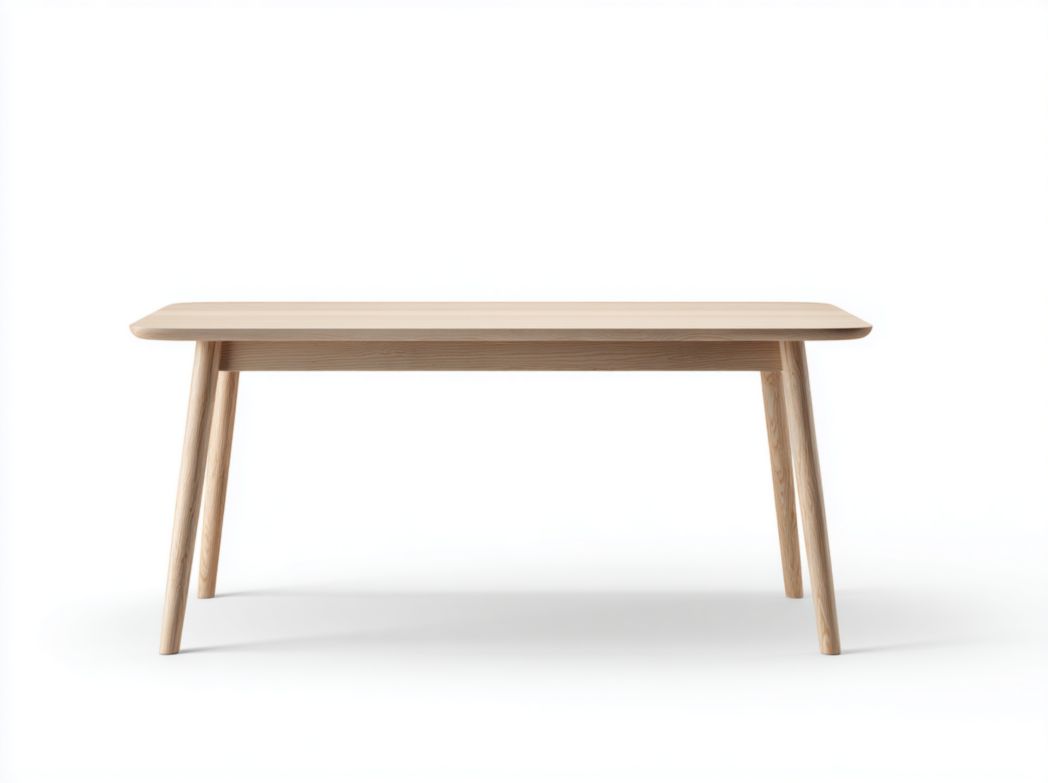 Table à manger rectangulaire en bois massif, beige