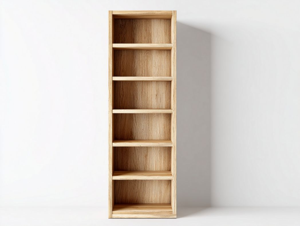 Étagère de rangement en bois massif brun clair à six niveaux