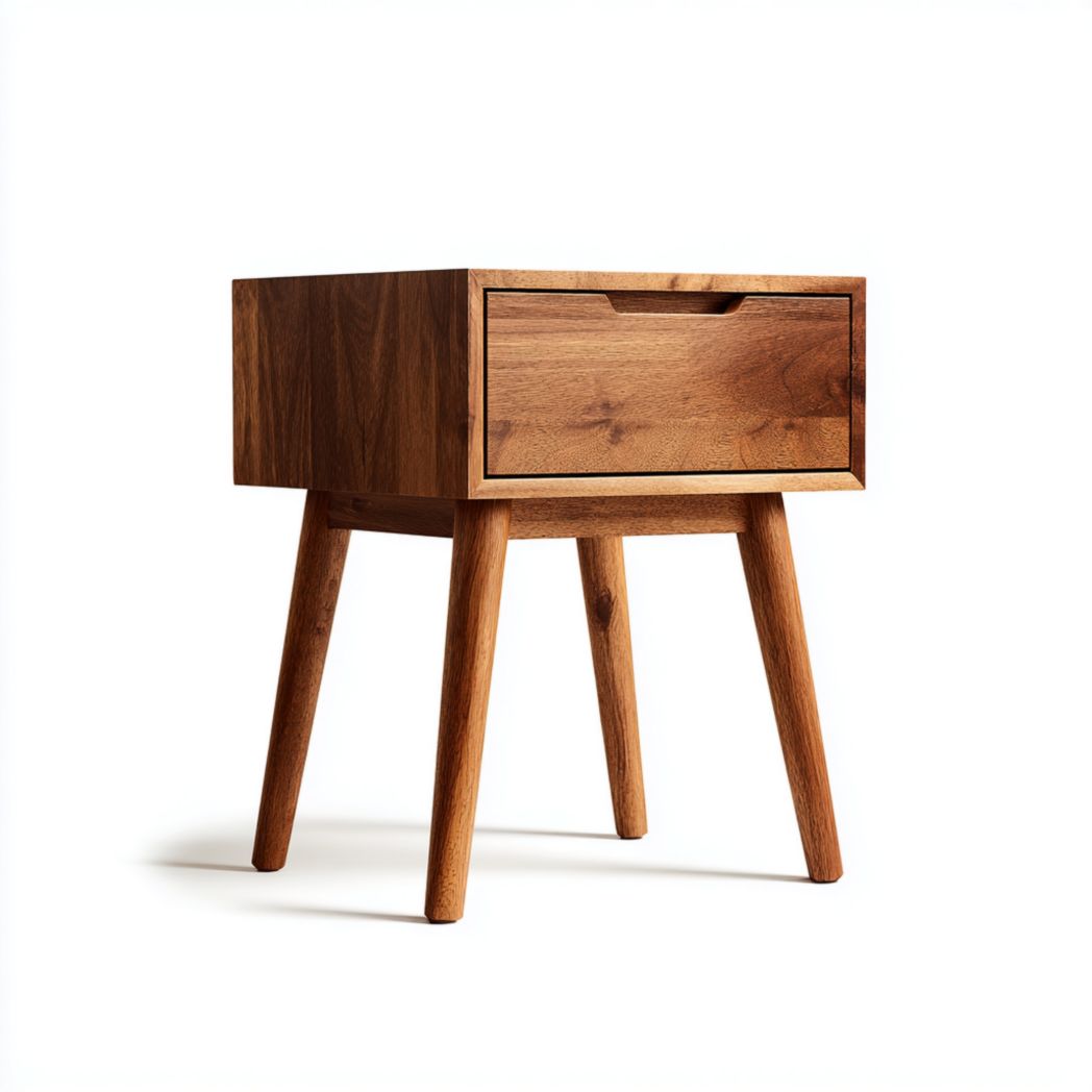 Table de chevet à un tiroir marron foncé