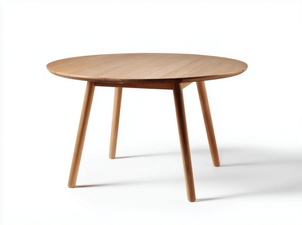 Table basse ronde en bois massif, marron clair