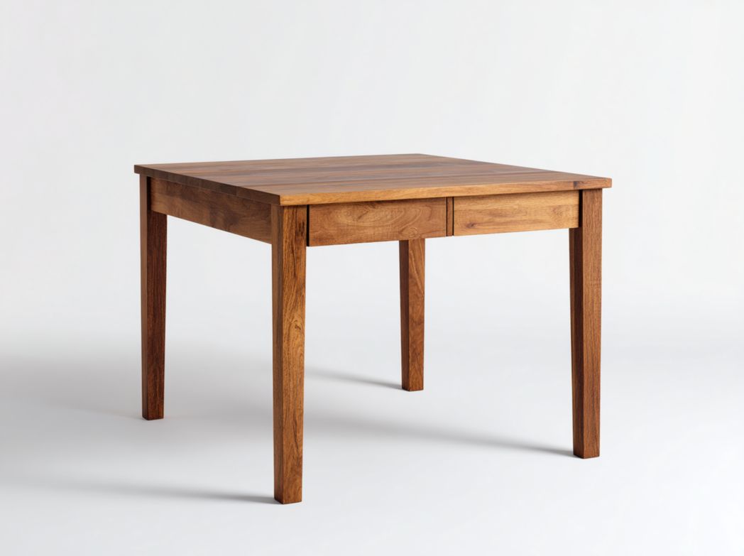 Table à manger carrée en bois massif, marron