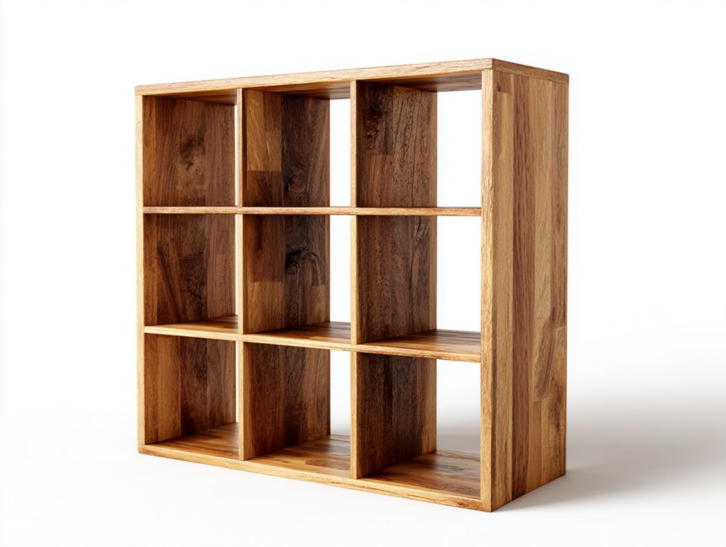 Étagère en bois massif à neuf grilles