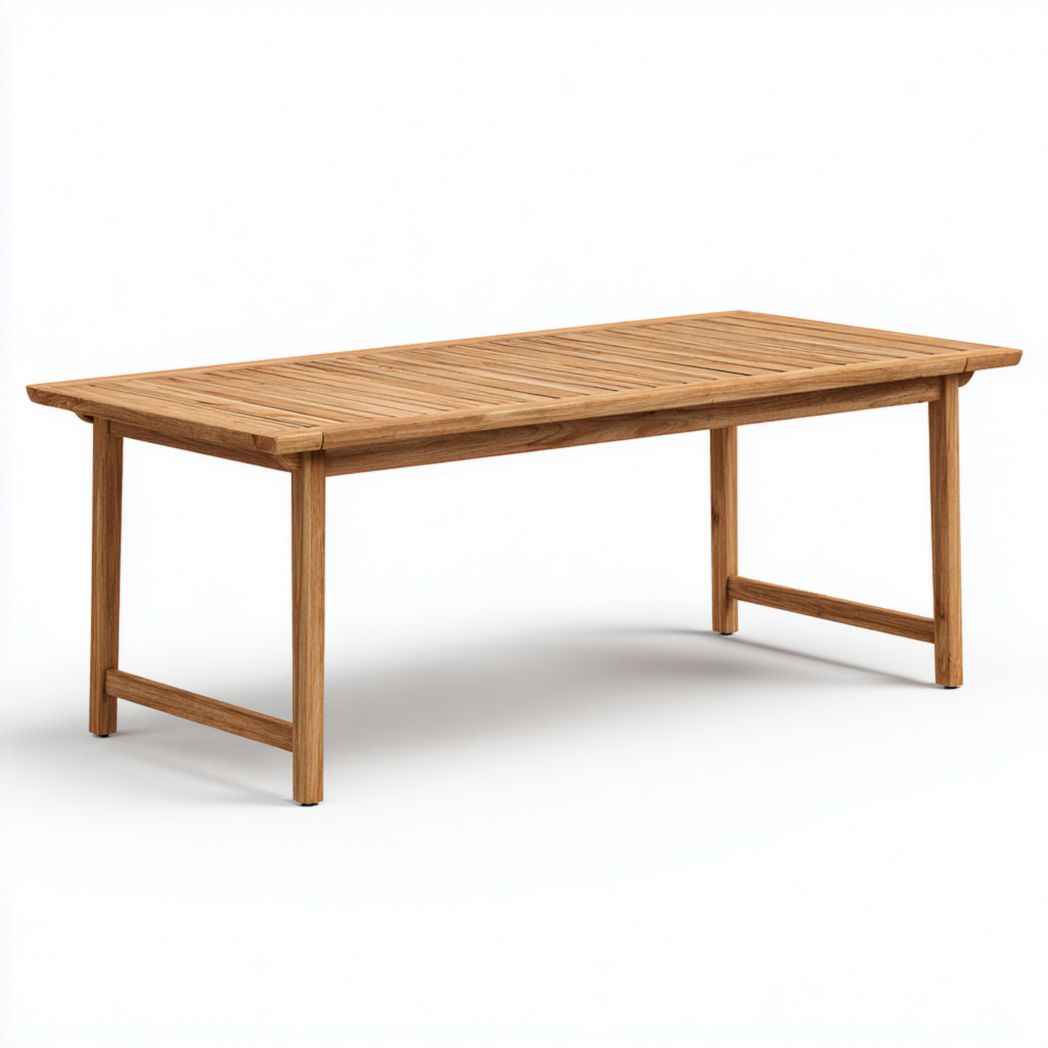 Table de jardin rectangulaire en bois marron clair