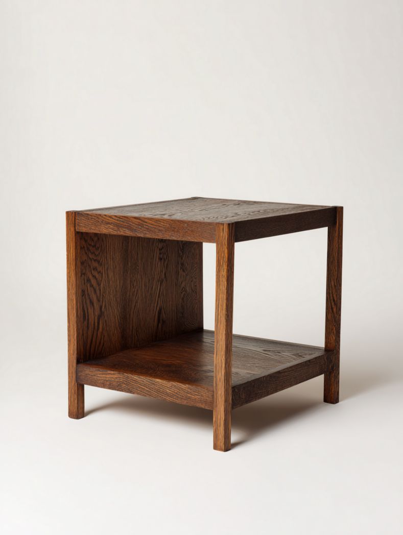 Table d'appoint double couche en bois marron foncé