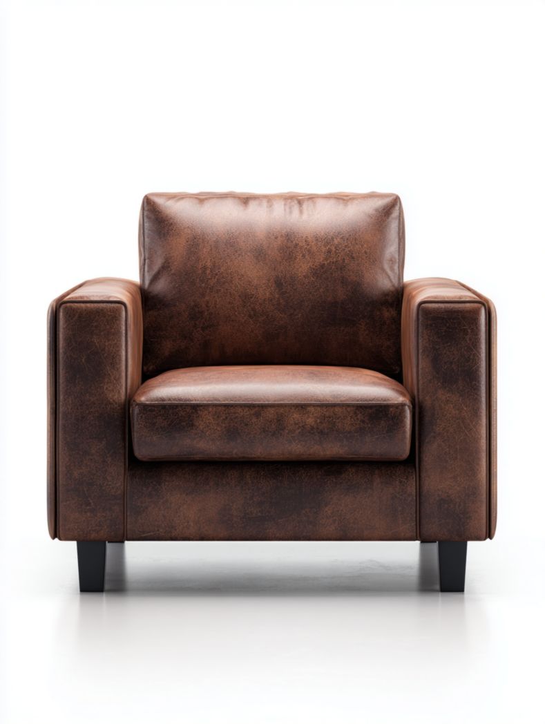 Fauteuil lounge en cuir marron foncé