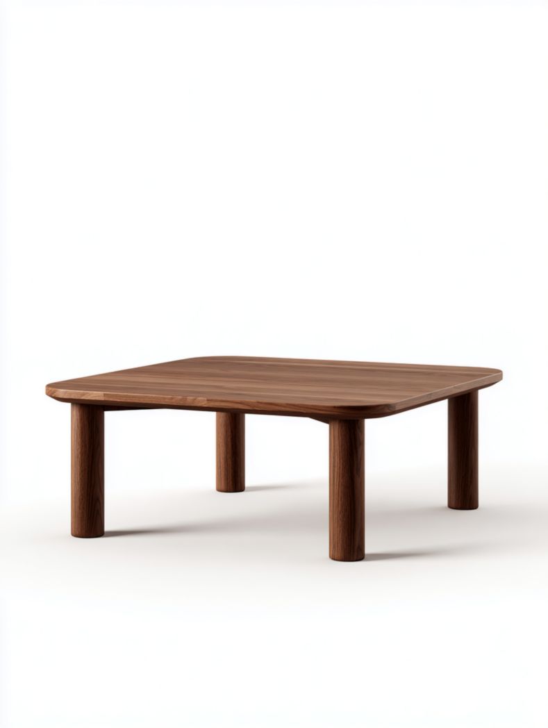 Table basse carrée en bois massif, marron foncé