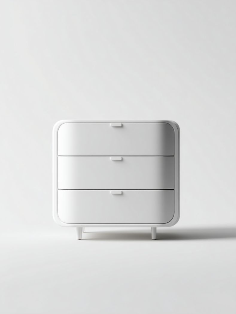 Armoire de rangement blanche à trois tiroirs