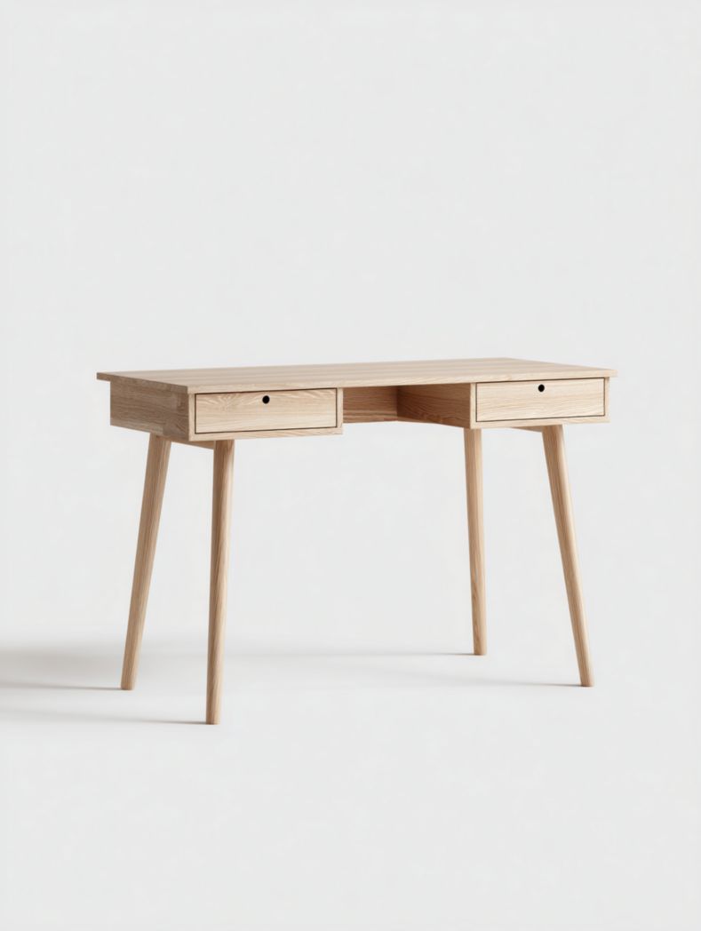 Bureau en bois massif avec deux tiroirs