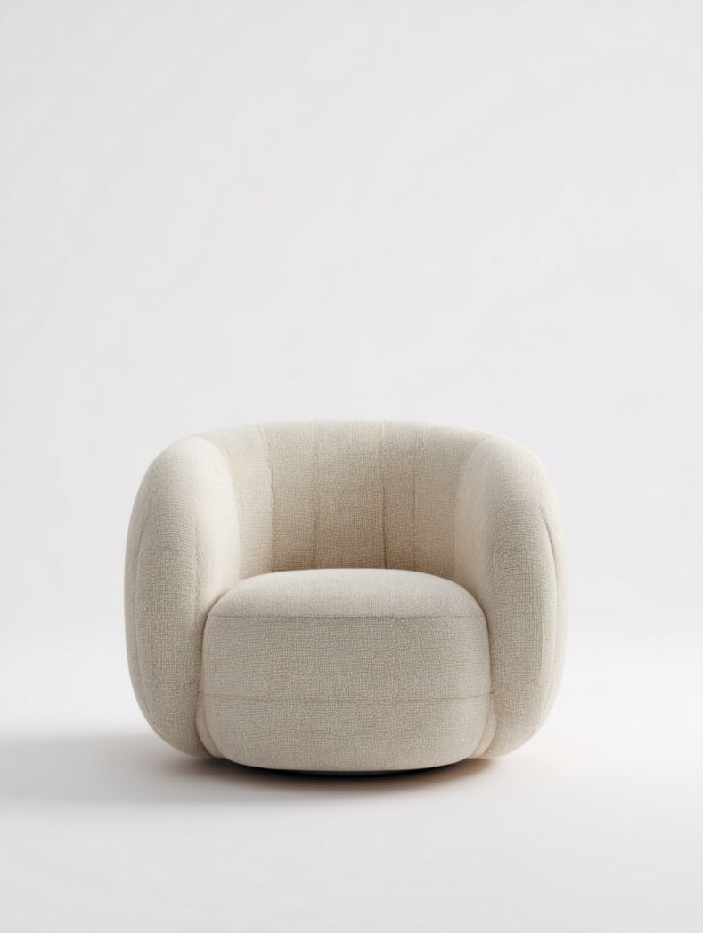 Grand fauteuil de salon rond beige moderne