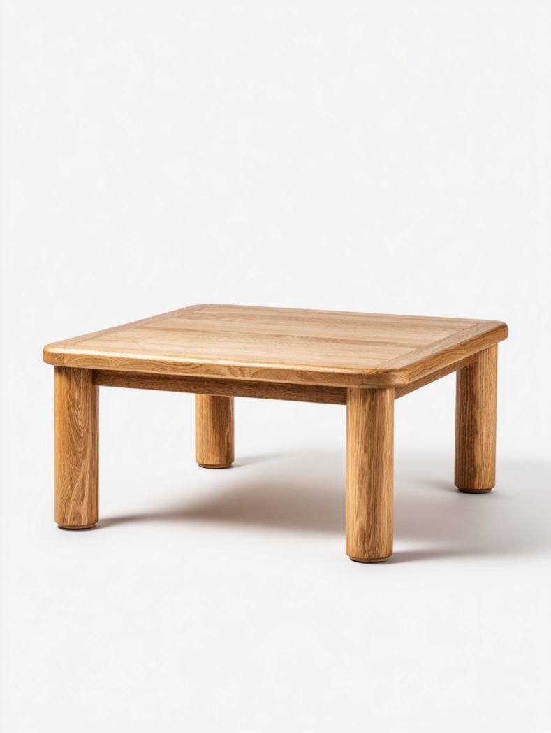 Table basse carrée en bois massif, marron clair