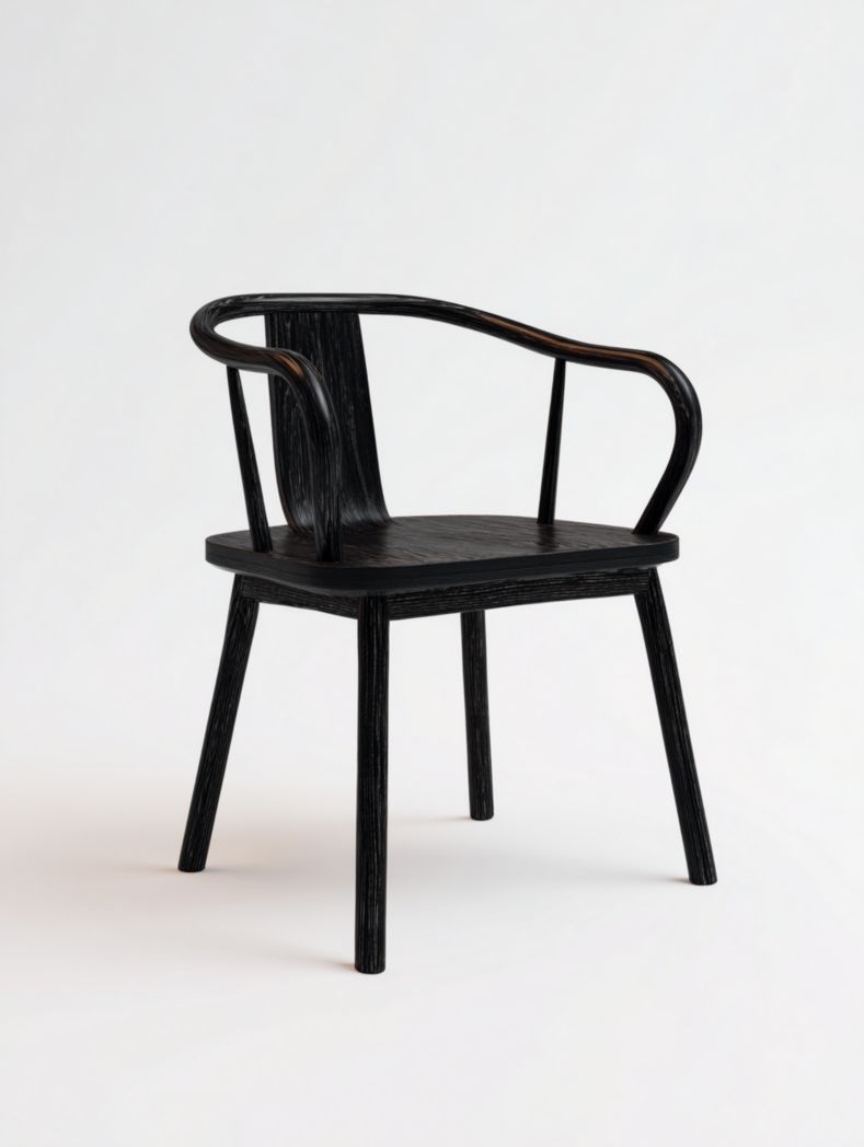 Fauteuil en bois massif noir
