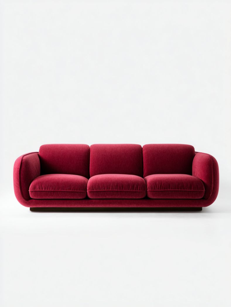 Canapé d'angle arrondi trois places bordeaux