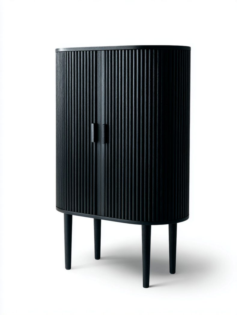 Buffet en bois noir à deux portes et veinage vertical