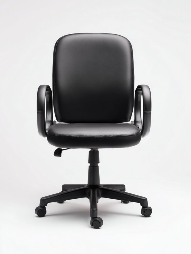 Chaise de bureau pivotante en similicuir avec base en plastique - Noir