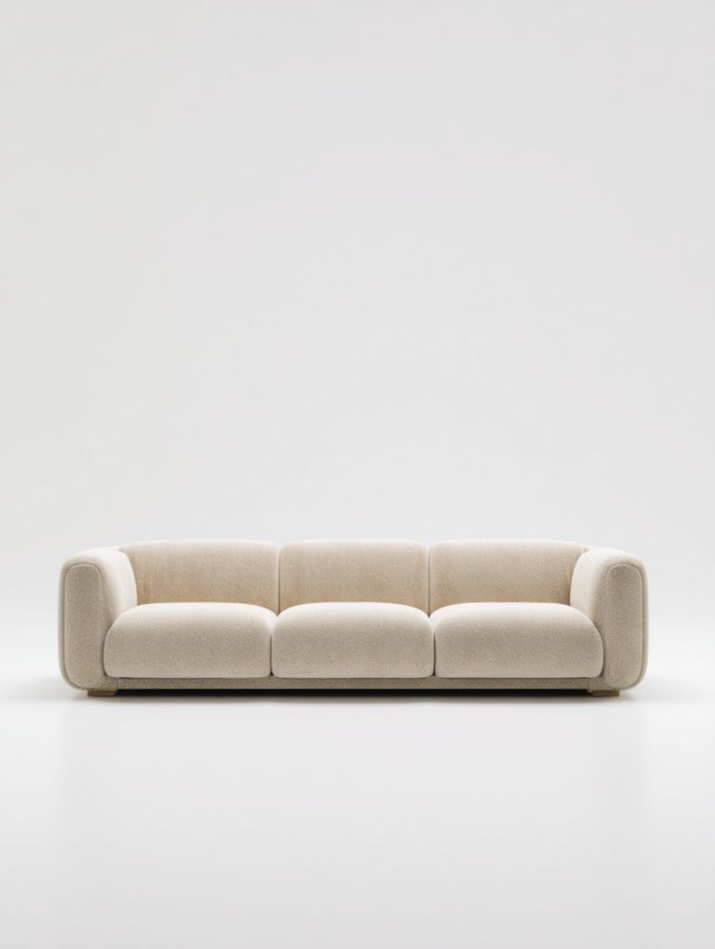 Canapé trois places en tissu blanc cassé