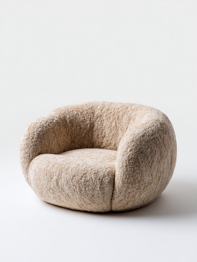 Chaise longue en tissu beige