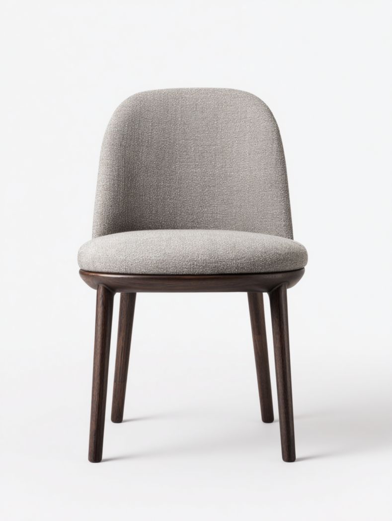 Chaise en bois massif avec dossier et assise en tissu