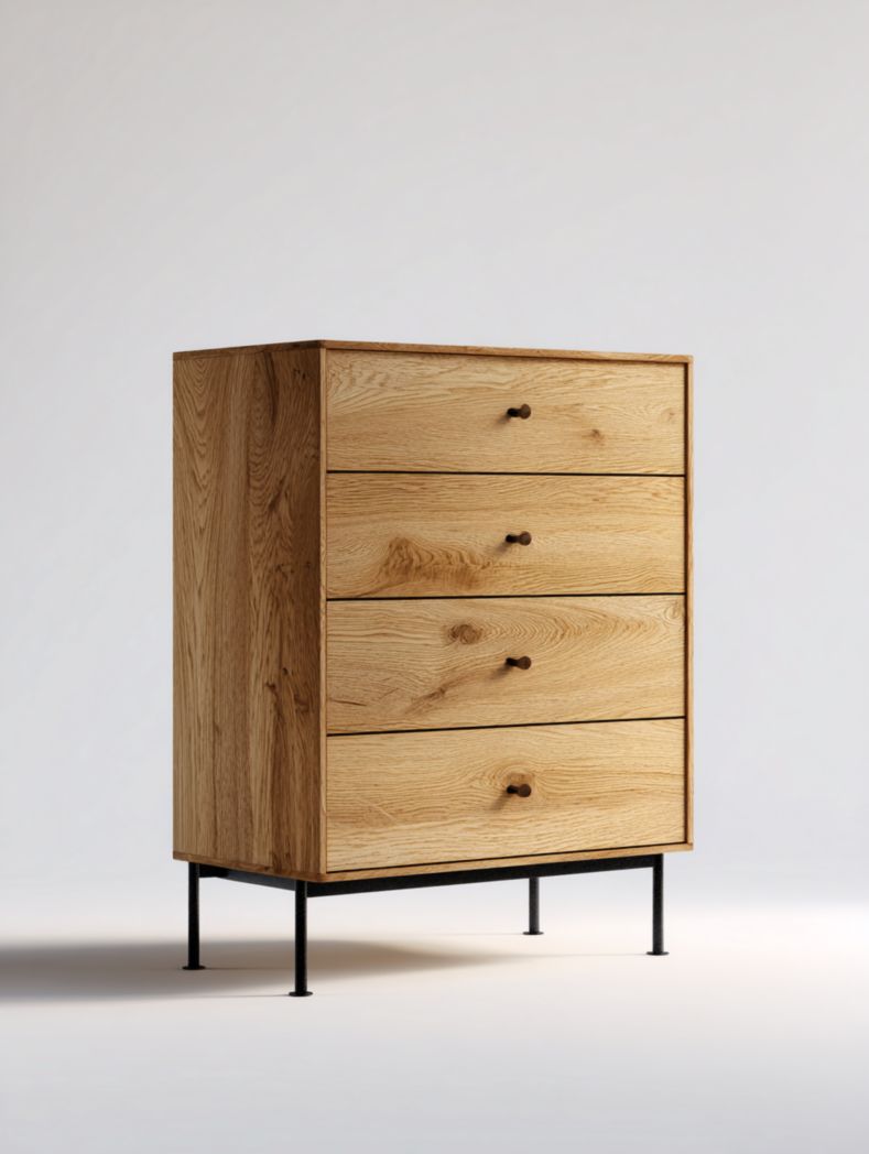 Armoire de rangement marron clair à quatre tiroirs