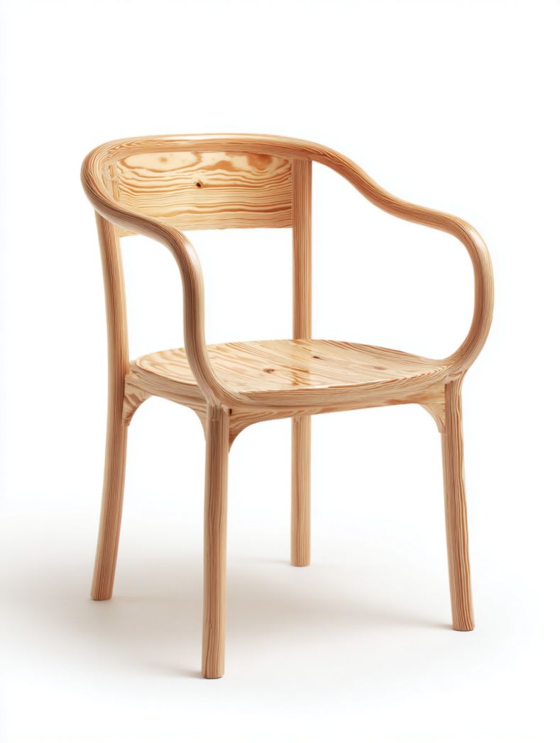 Chaise en bois massif avec accoudoirs, marron clair