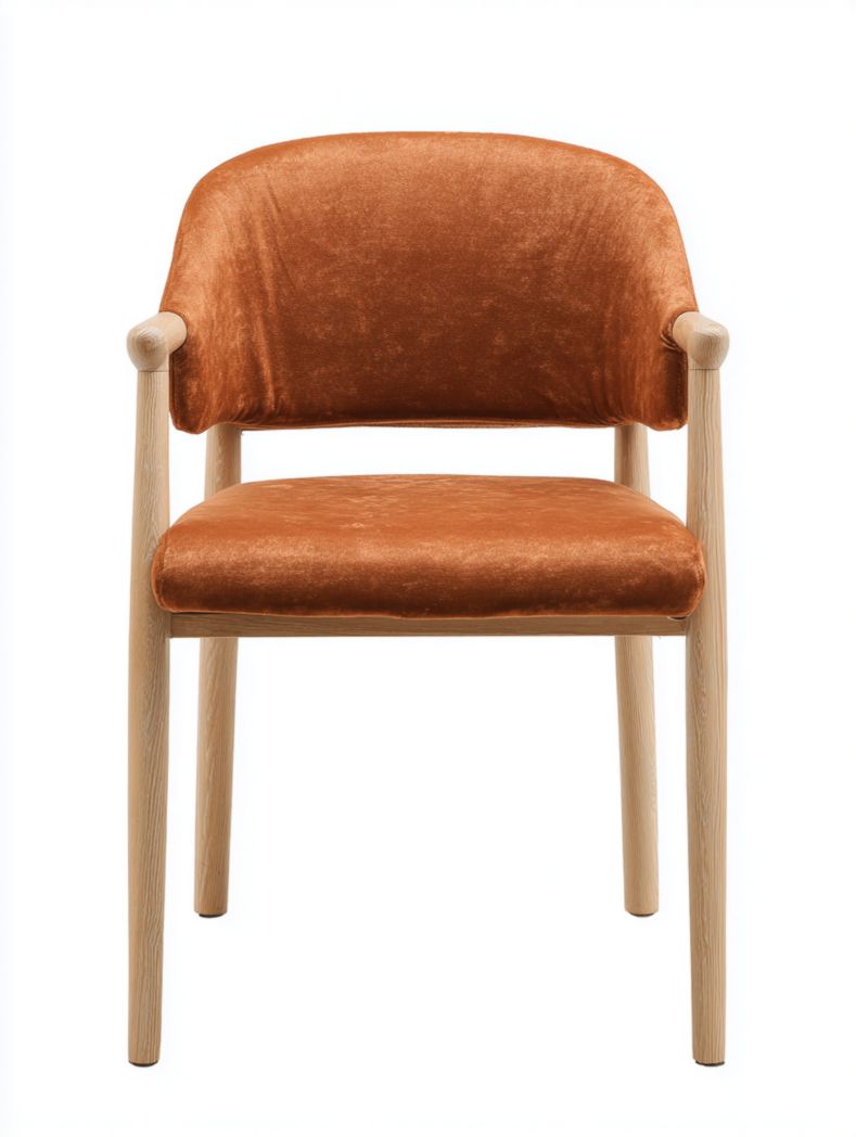chaise avec accoudoirs en velours orange