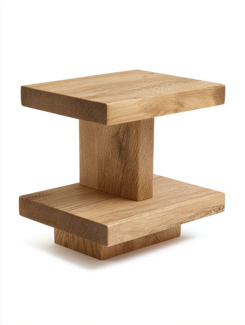 Table d'appoint double couche en bois marron clair