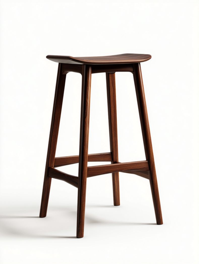 Tabouret de bar en bois massif marron foncé
