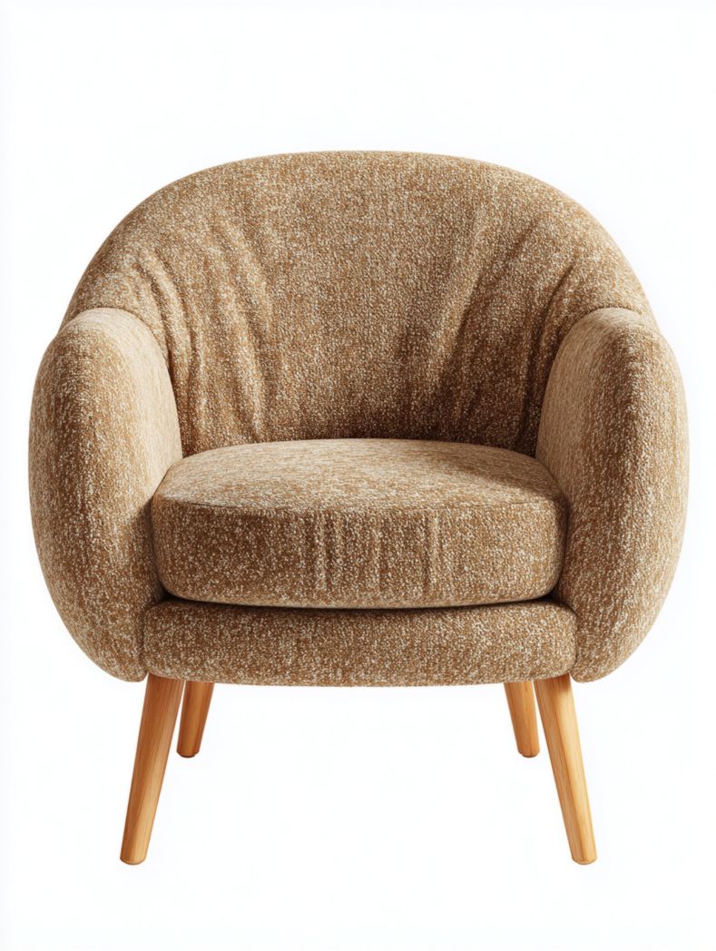 Chaise longue marron avec pieds en bois marron clair