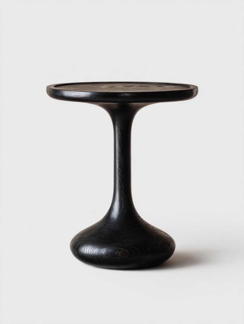 Table d'appoint ronde en bois noir