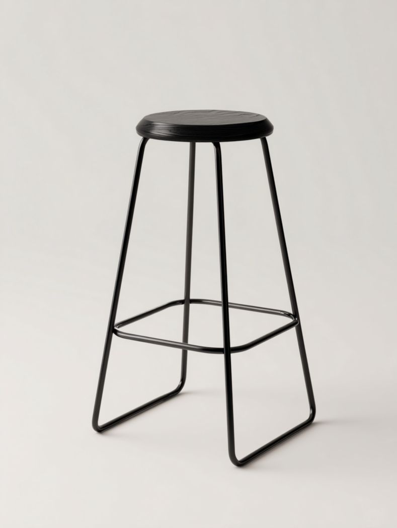 Tabouret de bar en bois noir avec structure en métal