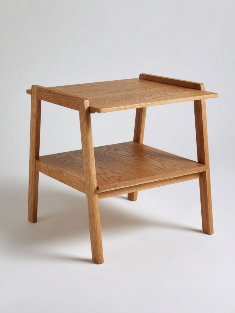 Table d'appoint double couche en bois marron clair