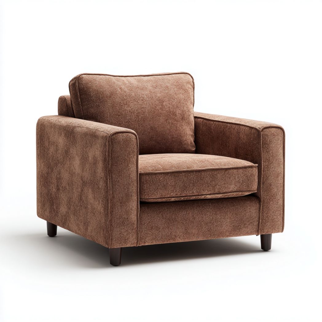 Grande chaise longue en tissu marron avec coussin d'assise rectangulaire assorti