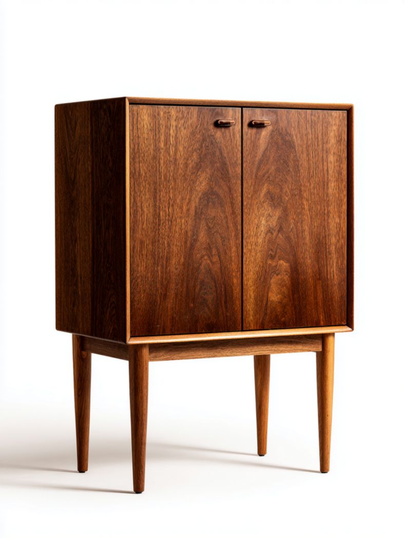 Buffet de rangement à double porte en bois massif marron foncé