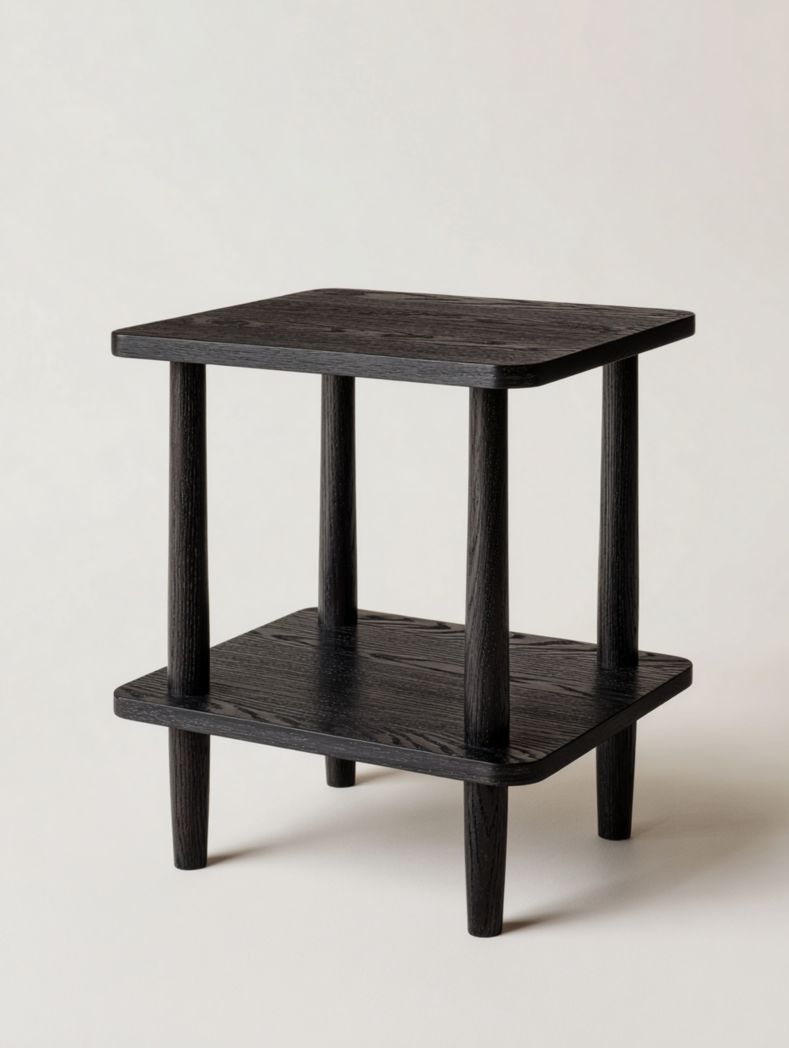 Table d'appoint double en bois noir