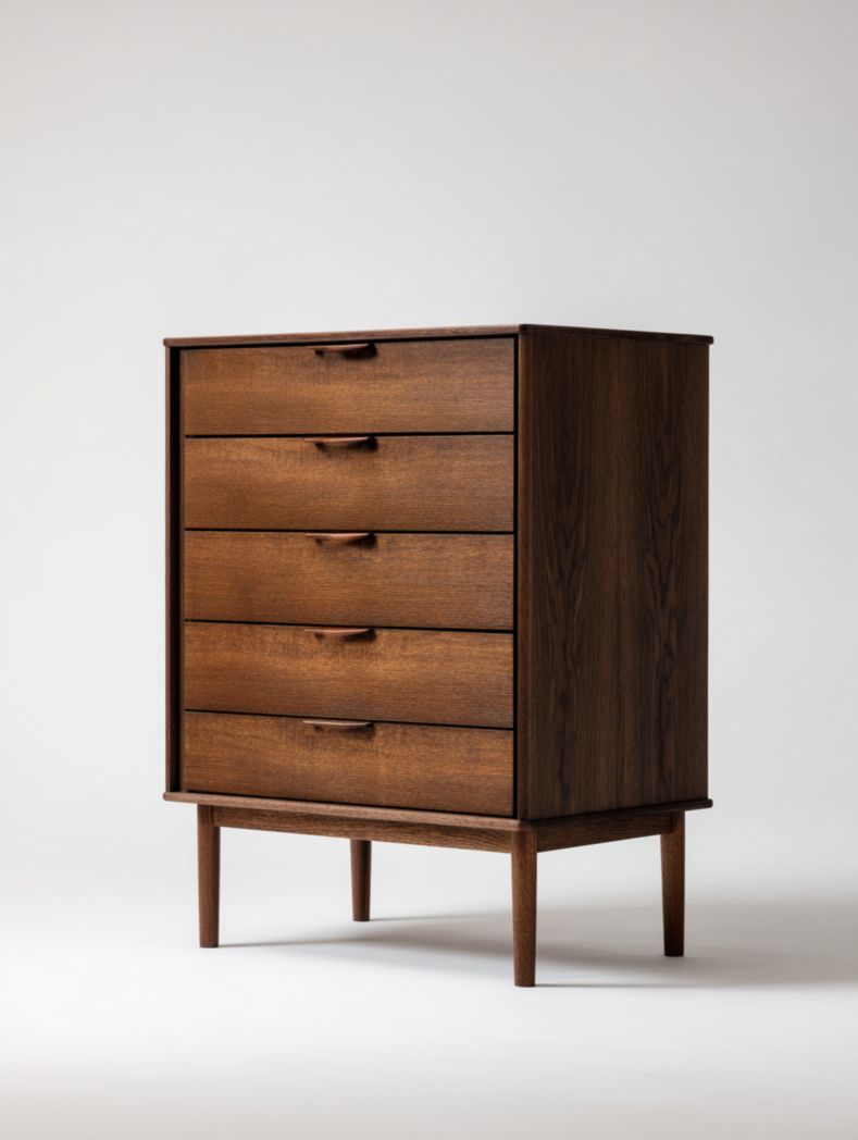 Commode en bois massif marron foncé