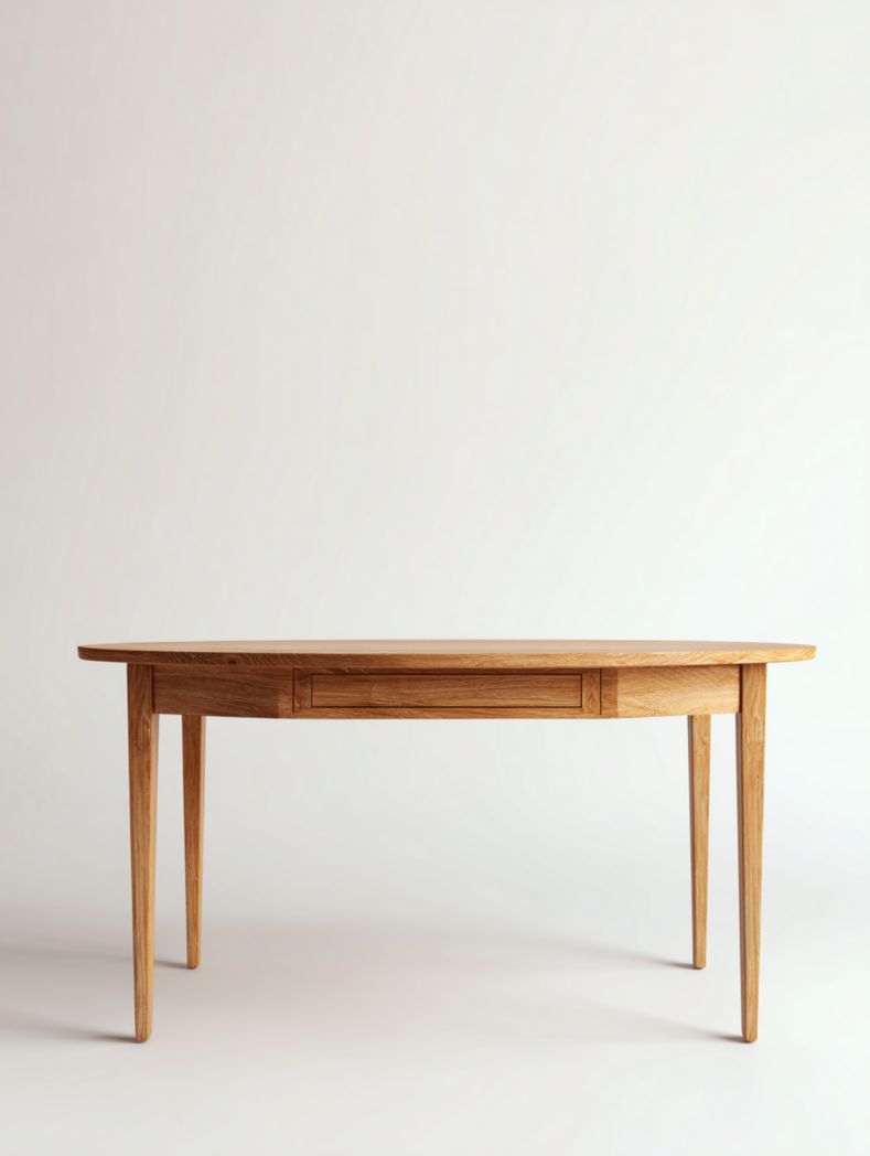 Bureau ovale en bois massif avec un tiroir