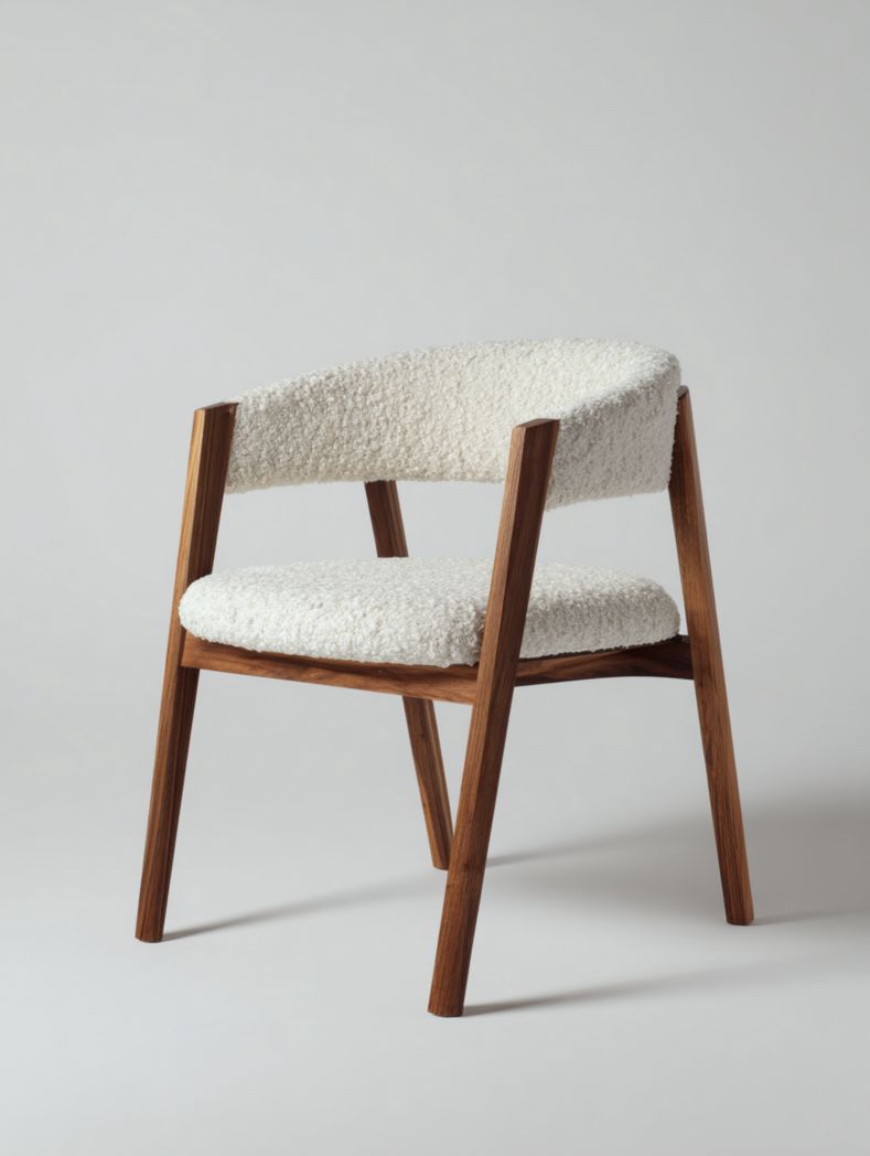 Chaise longue blanc cassé avec structure en bois massif