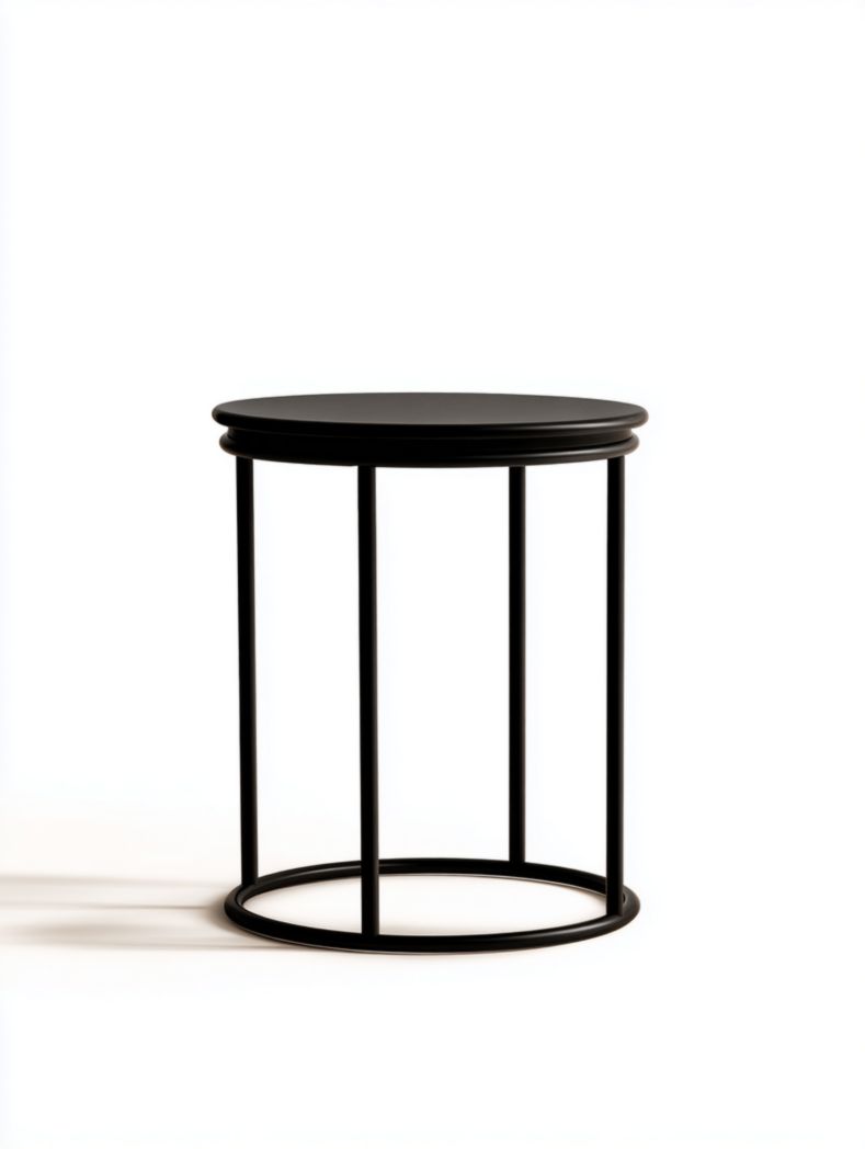 Table d'appoint ronde avec structure en métal noir