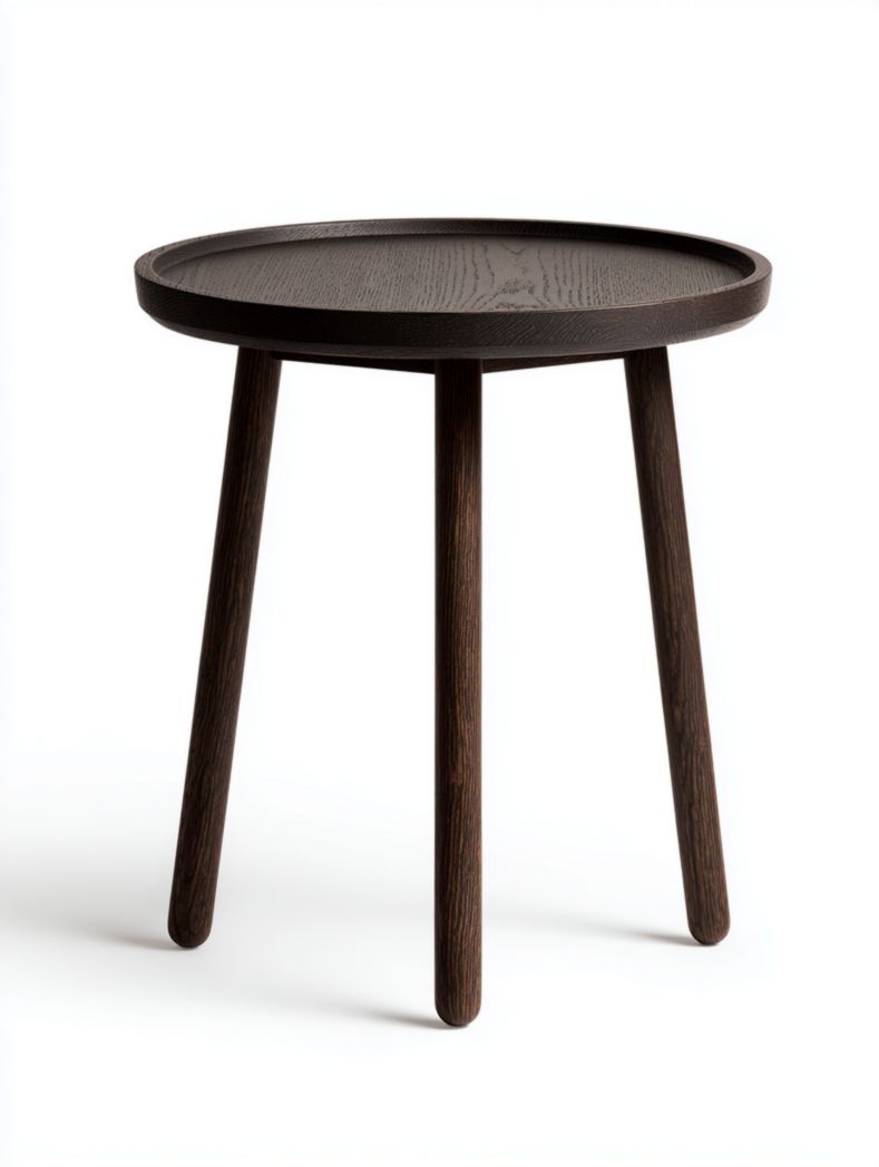 Table d'appoint ronde en bois marron foncé
