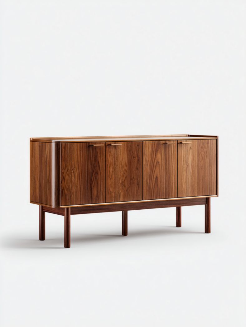 Buffet de rangement à quatre portes en bois massif marron foncé