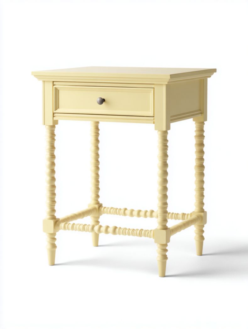 Table d'appoint en bois beige clair avec tiroirs