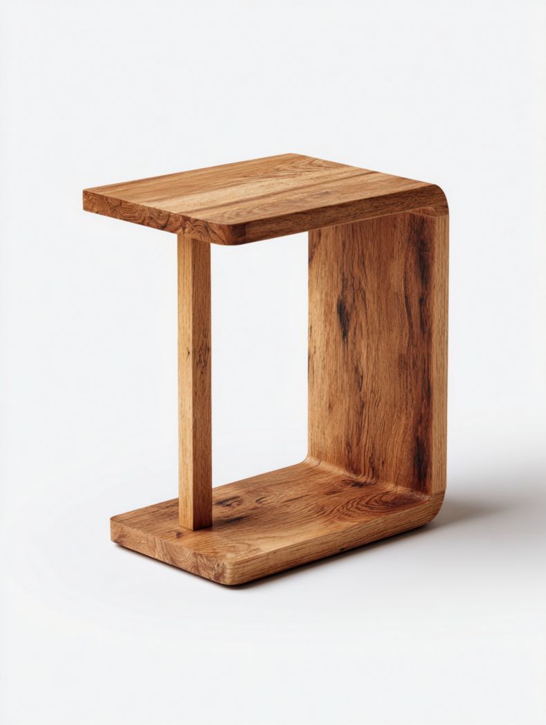 Table d'appoint en bois massif marron clair