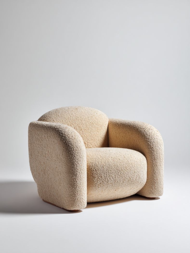 Grand fauteuil de salon en tissu beige