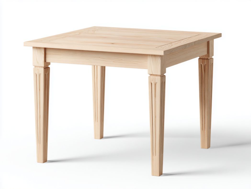 Table à manger en bois massif beige clair avec pieds sculptés