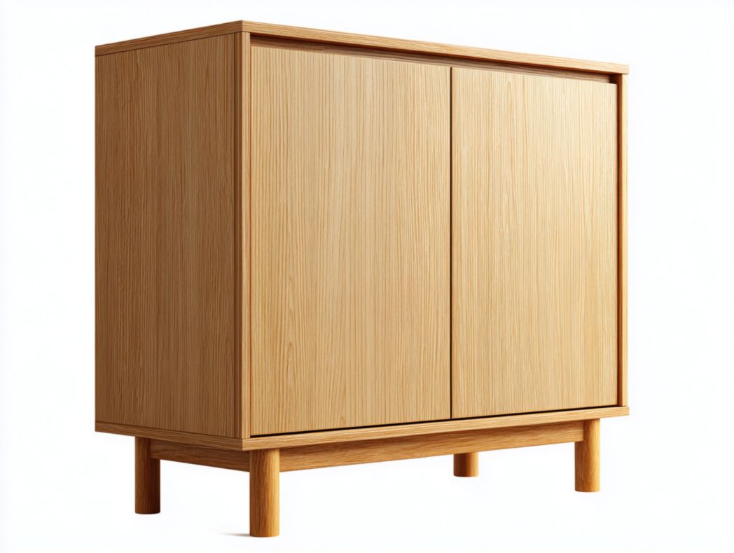 Meuble à chaussures brun clair en bois à deux portes