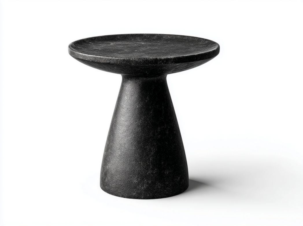 Table d'appoint ronde en pierre noire