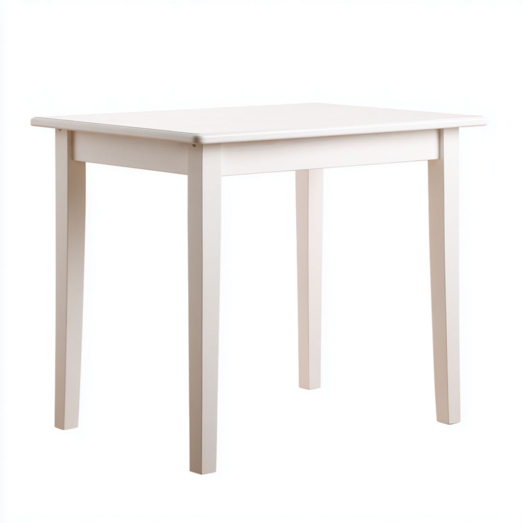 Table de jardin carrée en bois massif blanche à pieds droits