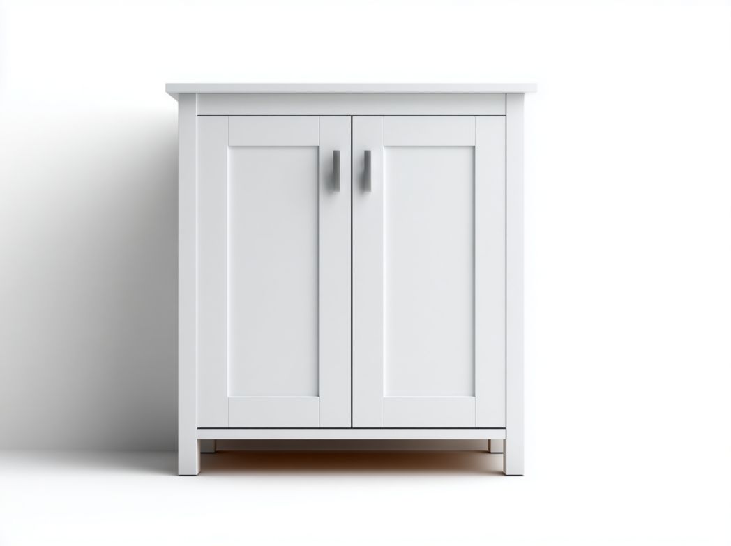 Meuble à chaussures blanc en MDF avec poignées métalliques